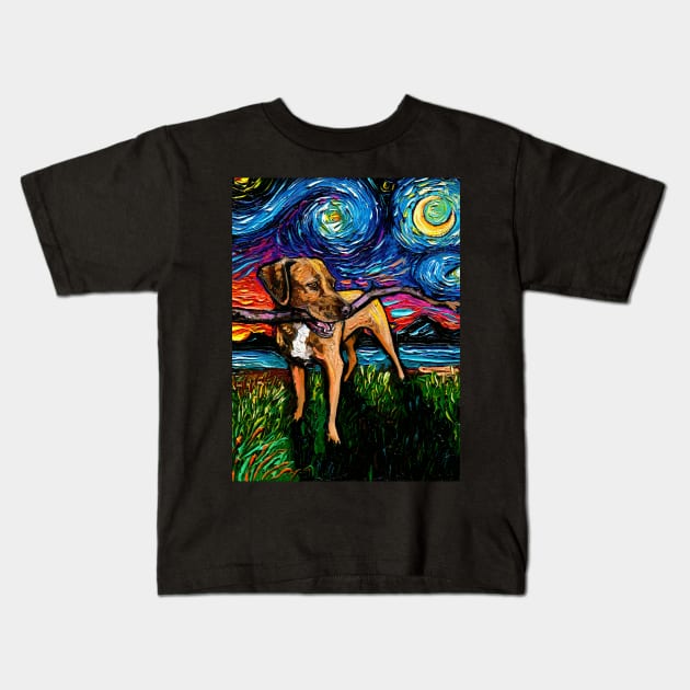 Vizsla Mix Night Kids T-Shirt by sagittariusgallery